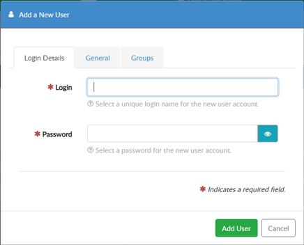 New user options.